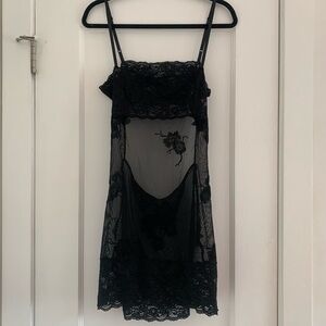 Gorgeous vintage sheer black mini dress